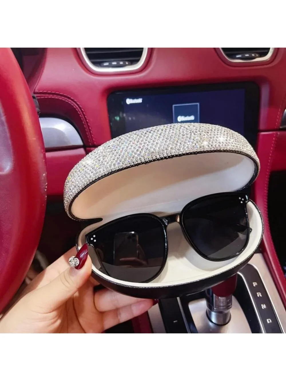 Bling Crystal Rhinestone Hard Shell Sunglasses Case - Large Eyeglass Storage
